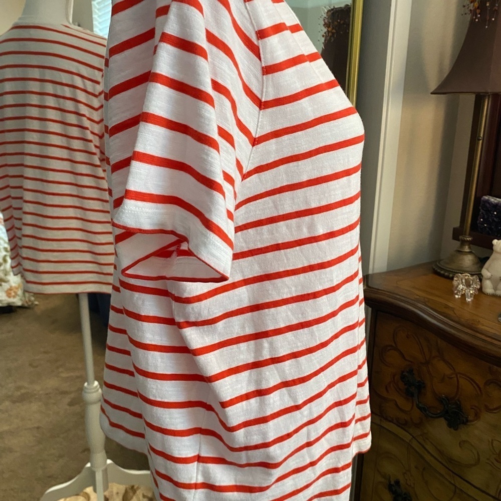 Sigrid Olsen White and Pink Boxy Short Sleeve Tee - Picture 4 of 8